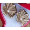 Gold on Sterling Vintage Leaf Earrings