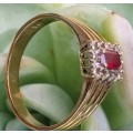 9ct Gold Estate Find Ruby Diamond Ring