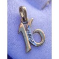 9ct Gold Diamond `16` Pendant