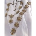 800-900 Silver Roses Necklace and Bracelet Set