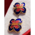 Vintage Butterfly Cloisonne Earrings