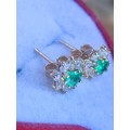 9ct Gold Green Stone Flower Earrings