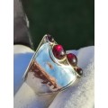 Designer Vintage Sterling Garnet Ring