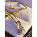 Vintage Rolled Gold on Sterling Diamond Pendant Set