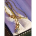 Vintage Rolled Gold on Sterling Diamond Pendant Set