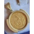 1/10th 22K Kruger Coin in 9ct Pendant Setting