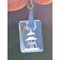 Sterling Vintage Pagoda Blue Glass Pendant