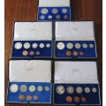5 EARLY SHORT PROOF SETS 1/2 CENT TO SILVER RAND