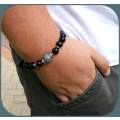 Men's Onyx and Labradorite semi precious gemstone stretchcord bracelet