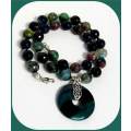 Agate Necklace  in dark blue and green shades