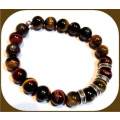 Men's Mixed Tigers Eye stretch bracelet. - supports the Lower Chakras