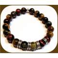 Men's Mixed Tigers Eye stretch bracelet. - supports the Lower Chakras
