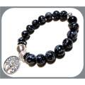 Ladies Snowflake Obsidian stretch bracelet