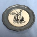 Small plate pewter , Mäuseturm Bingen, Germany, collection item