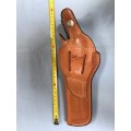 Bianchi #5BH .38 .357 light brown leather holster , very good condition