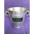 PIPER Champagne Ice Aluminium Bucket, collectors item incl. silver ice cube tongs