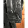 Mens Leather Coat `Wehrmacht` style. Geniume black leather, very smooth, size L , for man upto 190cm