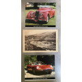 Postcard vintage Torino Fiat 1932 ,Alfa Romeo SC Lungo 1939 card, Ferrari Dino 246 GTS 1973 card