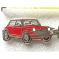 Mini Austin Morris Cooper Car Keyring, keyring, red, vintage from Germany