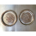 Old copper wall plates, 18,5cm diameter, vintage, rare