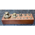 Vintage and Antique Brass Weights (1g - 1KG) for scales in wooden original box from Germany