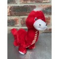 Herzl Dino, red,  Made in Germany, Hamburg collectors item, vintage, kids toy, stuffed animal
