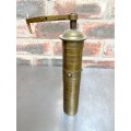 Antique Turkish Ottoman brass pepper mill,coffee grinder,Garanti No.2, collectors, 10`tall, 652gr.