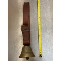 Brass Hand Bell with leather strap, collectors item, vinatge