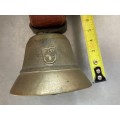 Brass Hand Bell with leather strap, collectors item, vinatge