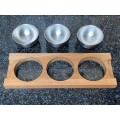 Top Quality Snack Tray (3 stainless steel brushed bowls on wood board from Germany) like new.