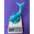 Turquoise dolphin figure AP 165 ,Anglia Pottery, from the  70s, made  in England, collection item,
