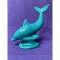 Turquoise dolphin figure AP 165 ,Anglia Pottery, from the  70s, made  in England, collection item,