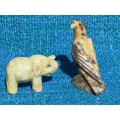 Sopestone firgures eagle elephant , collection item,