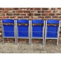 German designer Slim Aluminium Folding chairs blue from the 70s. VINTAGE, rare ,collectors item.