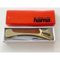 Hama Photo-Video wood brass folding knife , vintage