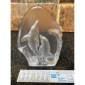 Goebel Dolphin crystal glass block from the 80s, Made in West Germany, collectors item,vintage,rare