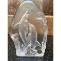 Goebel Dolphin crystal glass block from the 80s, Made in West Germany, collectors item,vintage,rare