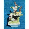 Flower figure porcelain, vase with flowers ornament, miniature