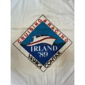 Vintage CONTAX YASHICA Bath Towel Irland, white , from 1989, collectors item,