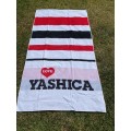 Vintage LOVE YASHICA Beach Towel , 160cmx80cm, from the 80s,collectors item, still brand new,