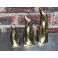 Penguins Lot  21 , Nice set of three sleekly designed brass penguins from the 1980s.