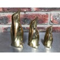 Penguins Lot  21 , Nice set of three sleekly designed brass penguins from the 1980s.