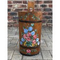 Wooden Umbrella stand , bucket, handmade with handpainting, vintage , from Germany, from the 60s/70s