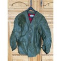 Walter Gehmann Shooting Jacket, Leather, green, vintage, approx. size L from Germany