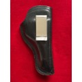 Viking Mexico, hand made, pistol / revolver holster NR. 800276, leather,black,for inside belt using