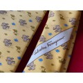 Salvatore Ferragamo Tie, yellow ,zebra, orchidea, new, collectors item, rare, vintage, made in Italy