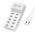 USB Charger, 5V 10A (50W) USB Charging Station with 10-Port Home-Sized Smart USB Port