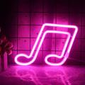 Music Note Neon Sign Lamp 18.5cm x 2.3cm x 26cm Pink, Warm White & Blue USB & Battery Operated