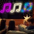 Music Note Neon Sign Lamp 18.5cm x 2.3cm x 26cm Pink, Warm White & Blue USB & Battery Operated