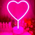 USB DC Cable Or Battery Operated Heart Neon Lamp With Base